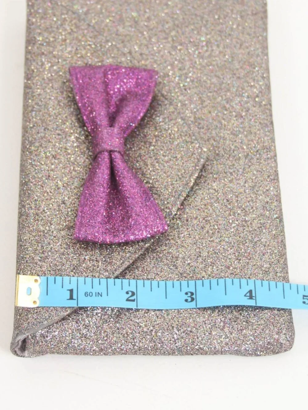 Anthropologie Mrs. Albright Glitter Bow Envelope Clutch Pink Rose NWT